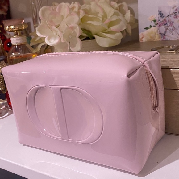 Dior Light Pink Patent CD Embossed Cosmetic Pouch - Picture 3 of 6